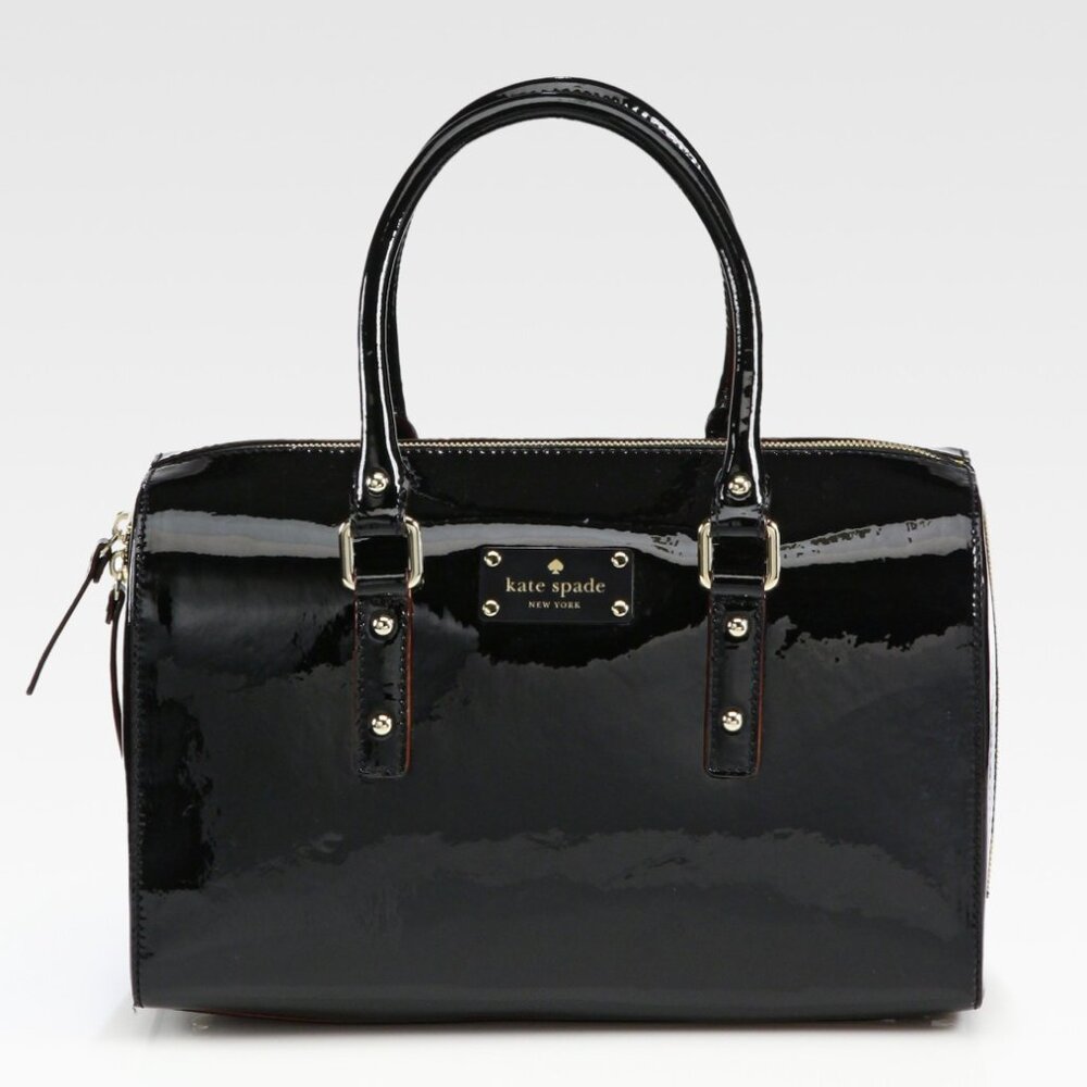 Kate Spade Melinda Flicker Black Patent Leather Zip Top Handle Satchel